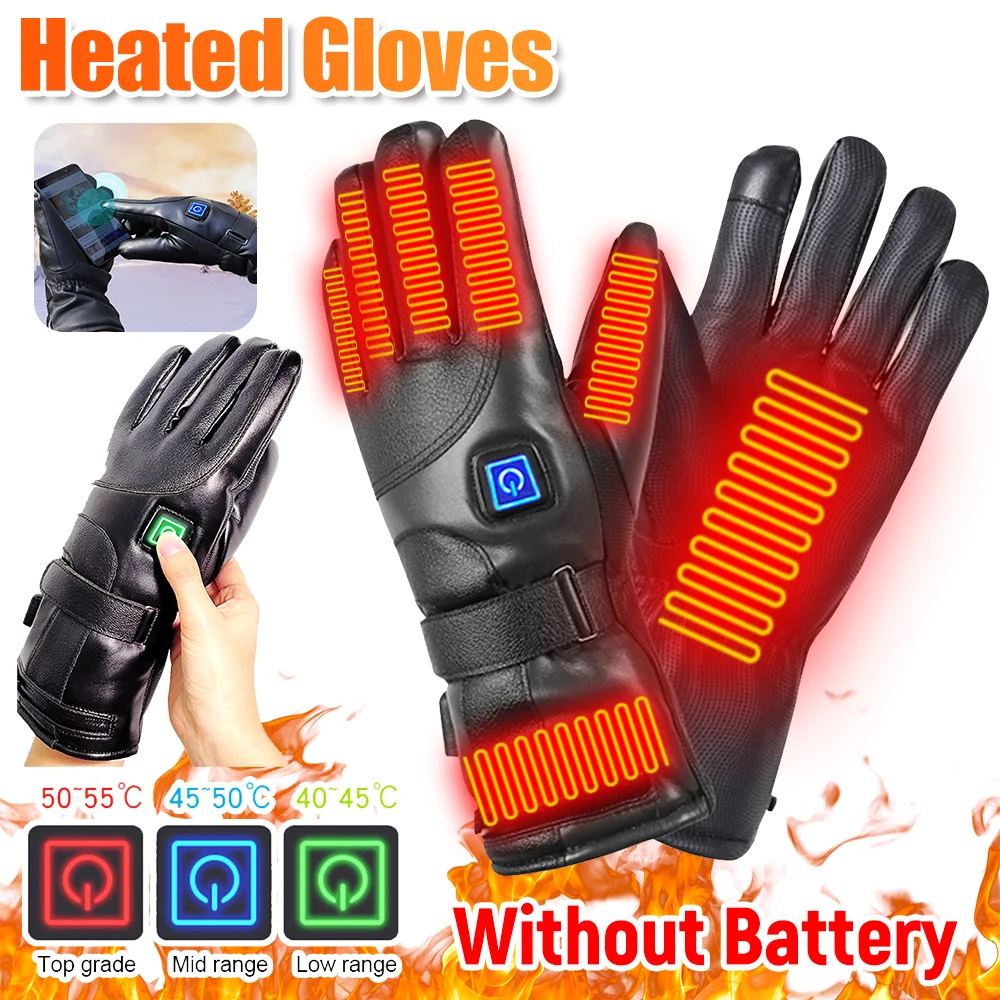 New Heated Gloves, Rechargeable Electric Heating Ski Gloves for Men Women, Winter Warm Thermal Gloves for Skiing Hiking Camping