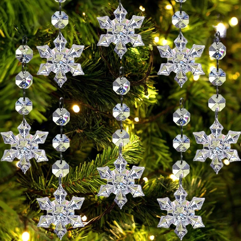 10pcs Christmas Snowflake Ornaments Acrylic Decorative Charms for Wedding Venue Decor,Crystal Snowflake Pendant,Decorative