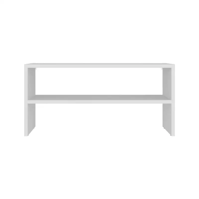 Scarpiera indipendente, 2 ripiani aperti, design basso orizzontale per camera da letto, unità di archiviazione di colore bianco