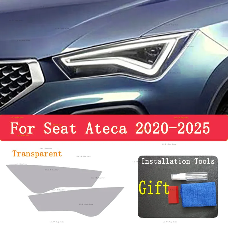 

For Seat Ateca 2020-2025 Car Exterior Headlight Anti-scratch Front Lamp Tint TPU Protective Film Cover Repair Accessories