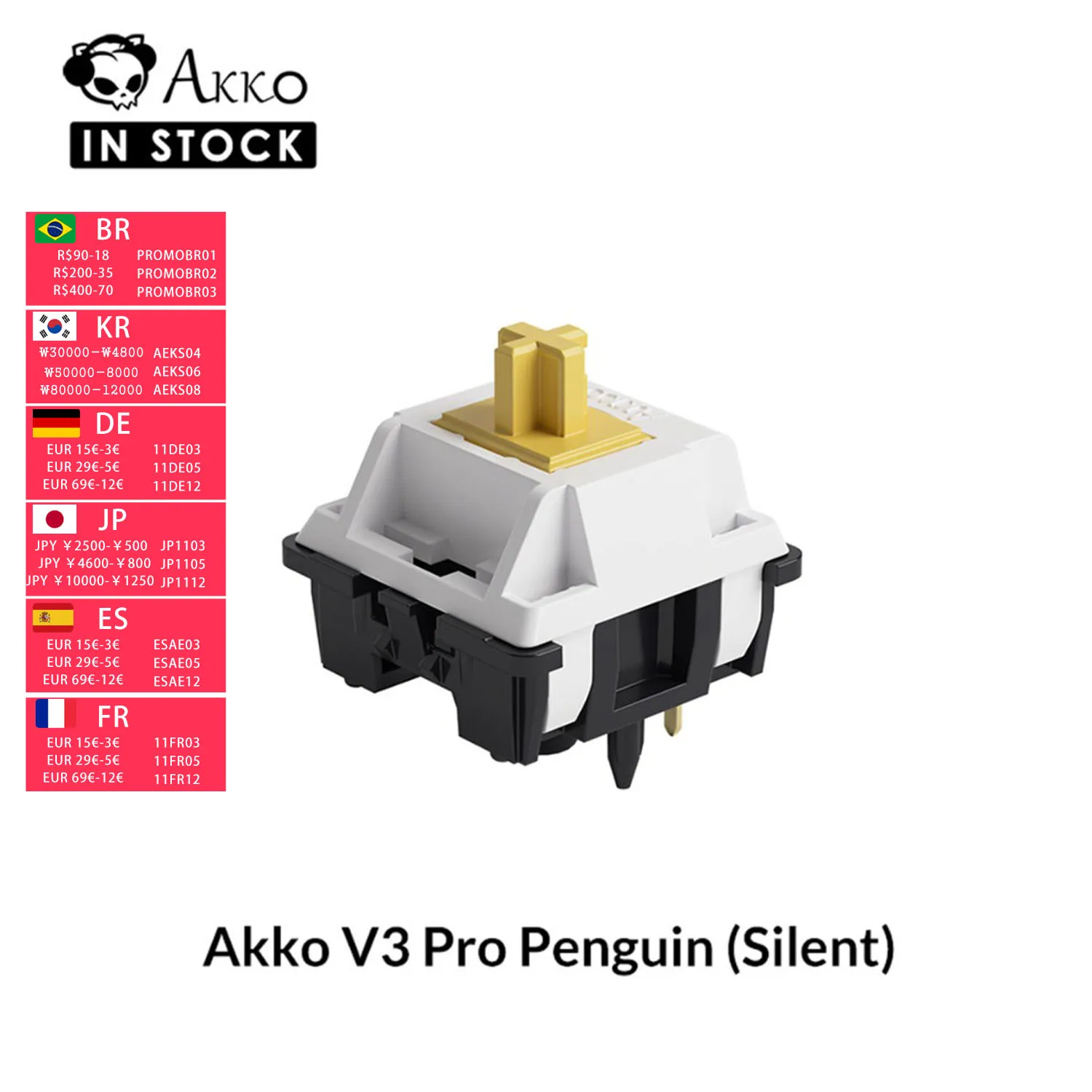 Akko Penguin Switch 5 broches 50gf interrupteur silencieux tactile pour clavier mécanique MX adapté à la frappe officielle (45 pièces)