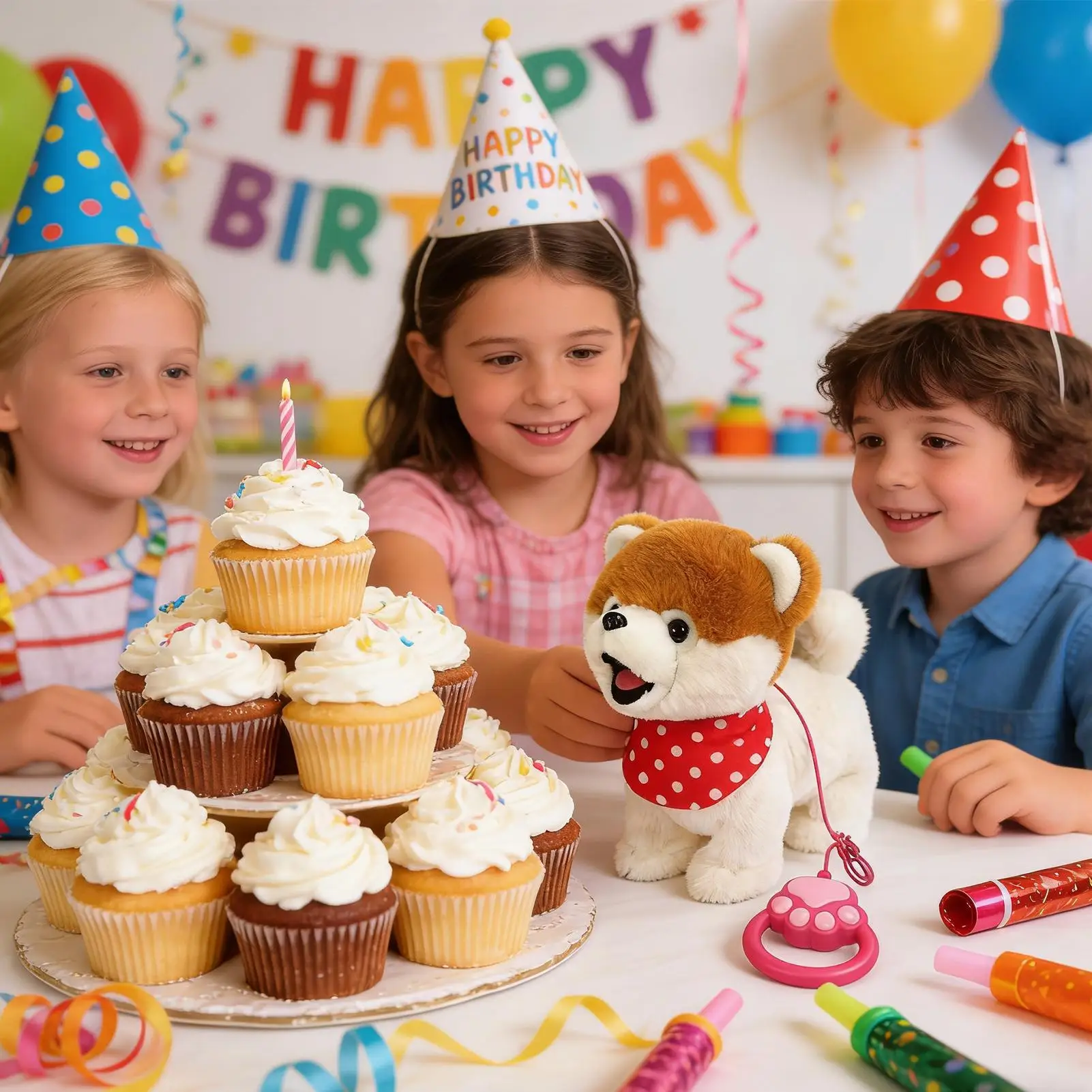 ของเล่นตุ๊กตาสุนัขไฟฟ้าแบบใหม่ ของเล่นหุ่นยนต์สุนัขแบบโต้ตอบ เดินได้ ส่งเสียงเห่า กระดิกหาง ของเล่นสำหรับเด็ก ของขวัญวันเกิด วันคริสต์มาส