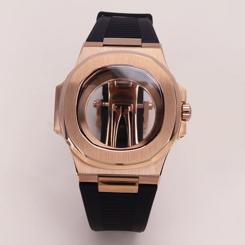 Boîtier de montre carré Mod Nautilus 40mm, verre saphir adapté à Seiko NH35 NH36 NH38 NH34, mouvement automatique, cadran 30.5mm, bracelet en caoutchouc