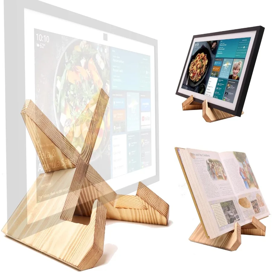 Solid Wood Tablet Computer Stands Compatible for Echo Show 15Echo Show 21 Support Both Horizontal and Vertical Modes.and Suitab