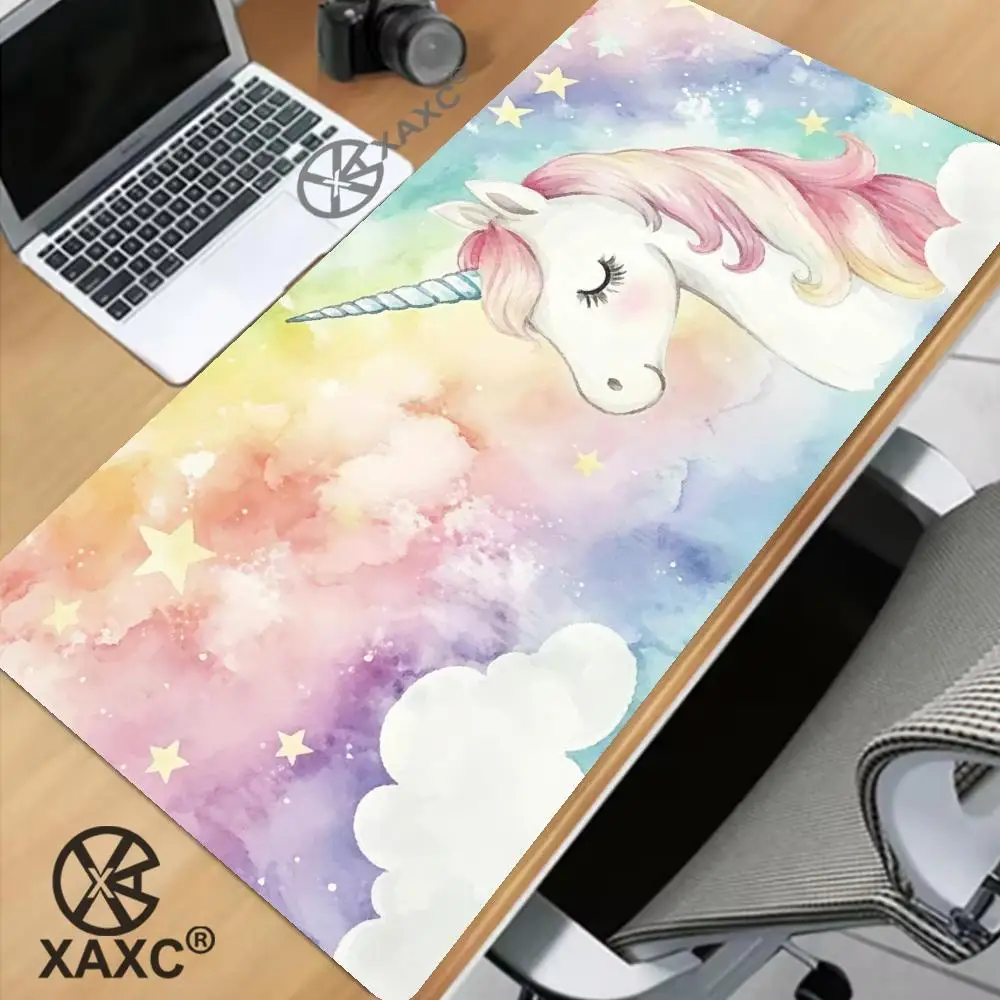 Large Rainybow Unicorn Mouse Pad 900x400 Non-Slip Rubber Base Desk Mat for Keyboard and Computer gaming accessories office  XAXC