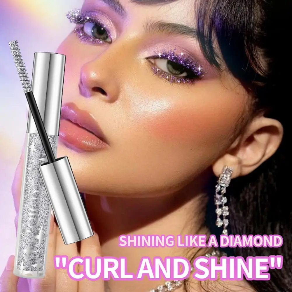 Rímel diamante brilhante galáxia lantejoulas glitter lash rímel cílios à prova dwaterproof água secagem rápida curling grosso rímel shimmer maquiagem