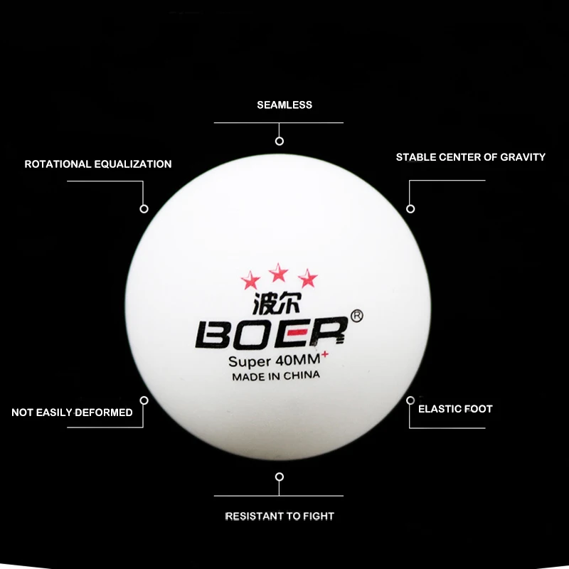 BOER-pelotas de Ping Pong de 3 estrellas, Material ABS de alta elasticidad, sin costuras, 20/50/100 piezas