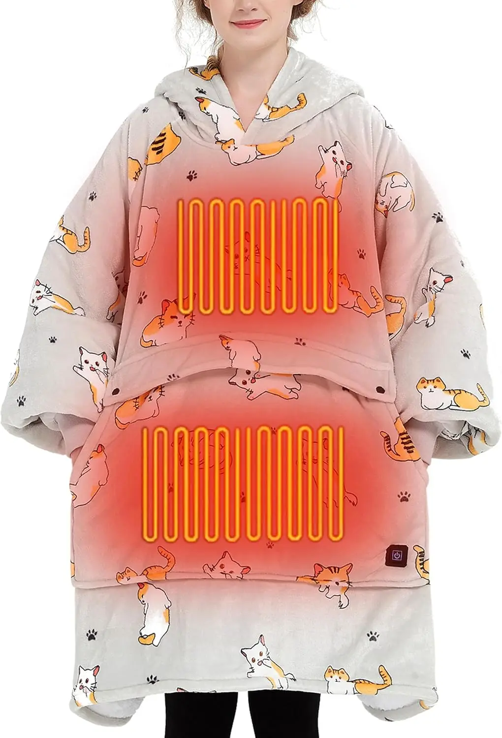 

USB Heated Wearable Blanket Hoodie Sweatshirt for Outdoor Winter Warmth