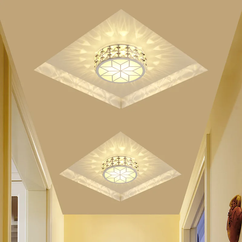 Modern Flower Gold Design Crystal Ceiling Aisle Lights Fashion Corridor Stairs Entrace Plafonnier Lamp for  Porch Hall Lustres