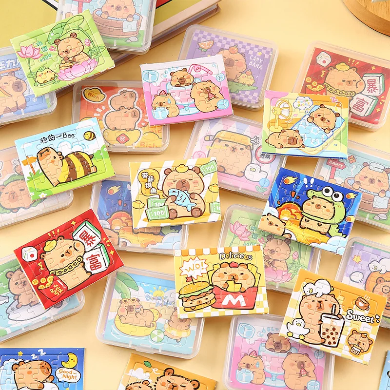 10 صناديق (50 قطعة) الكرتون الحيوان كابيبارا موضوع ورقة بانوراما الألغاز لعبة للأطفال حفلة عيد ميلاد تفضل بيناتا مكافآت المدرسة