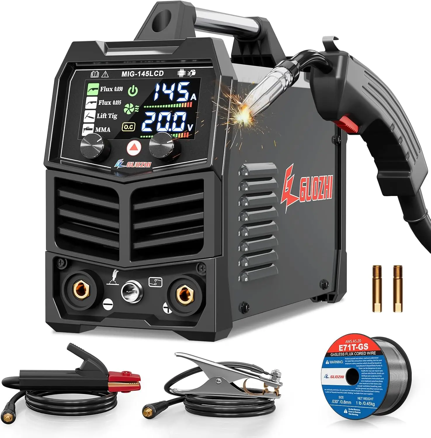 

3-in-1 MIG Welder with LCD Screen, 110V Multi-Process Machine for Flux Core, Lift TIG, and ARC Welding