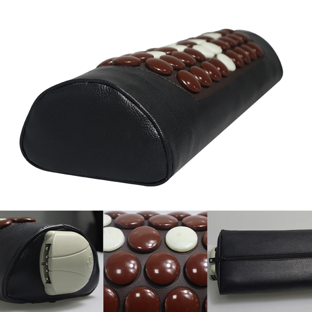 Jade Tourmaline Massage Pillow Hot Stone Therapy Releasing Infrared Rays And Negative Ions To Relax Neck Muscles RelieveInsomnia