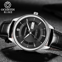 OCHSTIN Master Series Wristwatch Male Automatic Mechanical Movement Genuine Leather Strap Clock Men's Waterproof Calendar Watch