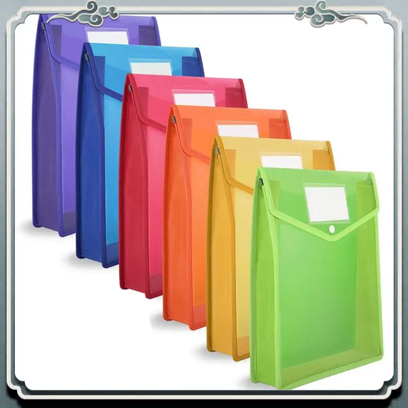 Premium 6 Pcs A4 Plastic Wallets Folders Envelope File Folder With Button Closure Card Slot