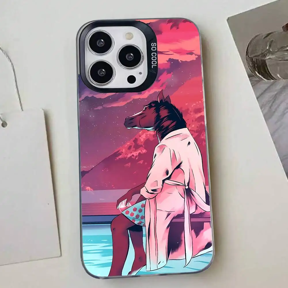 حافظة هاتف كارتون B-BoJack H-Horseman أنيقة فضية مضادة للصدمات لهاتف آيفون 17,16,15,14,13,12,11 Pro Max,X,XS,XR,7,8 Plus #3