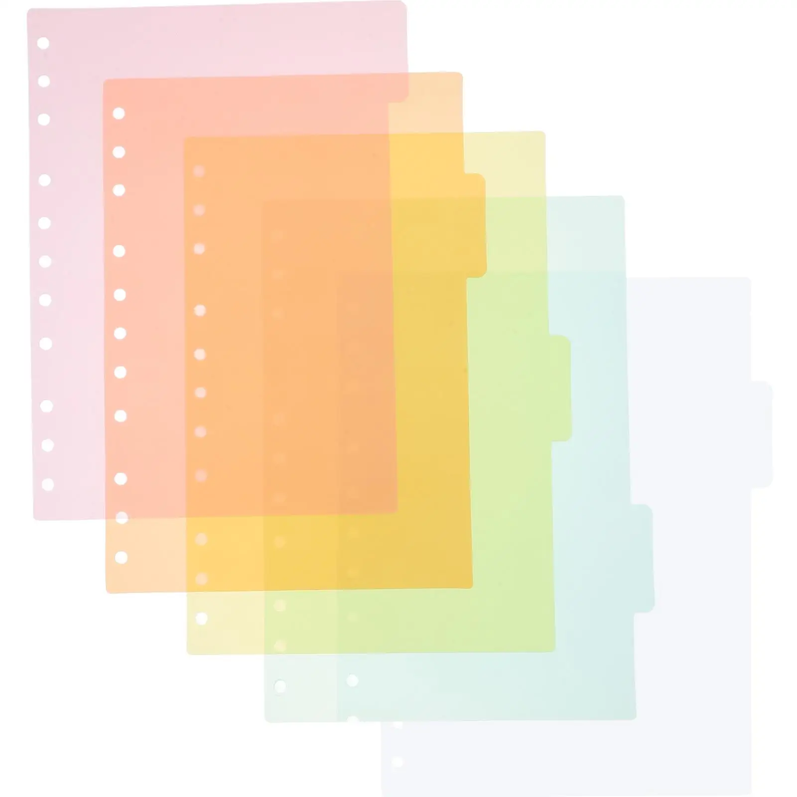 5 Pcs Plastic Dividers Index Paper Binder Tabs Colored Page Markers Notepad Loose Leaf Classified Labels Notebooks