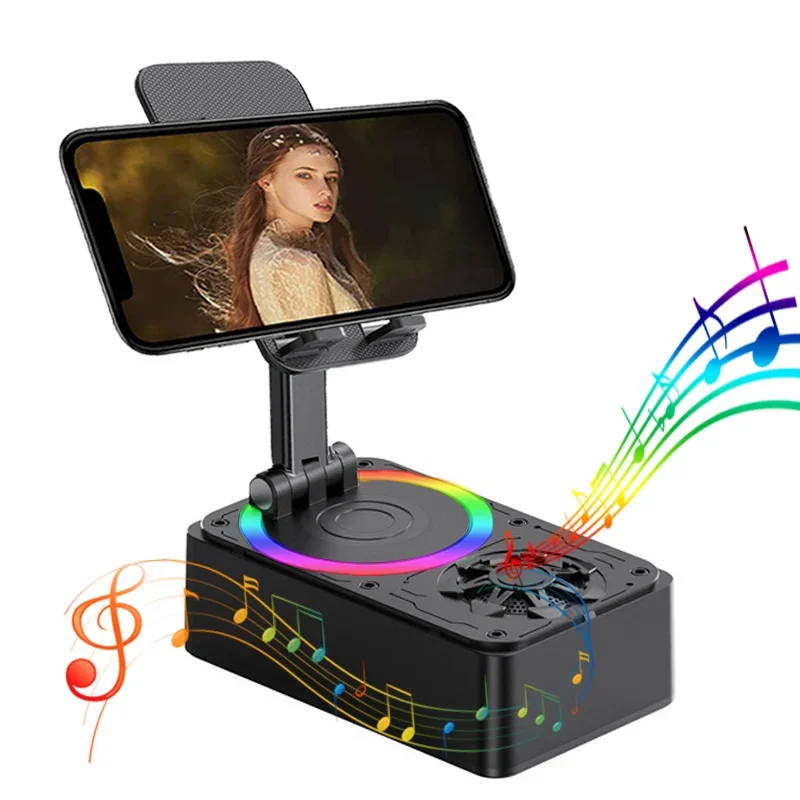 New Cell Phone Holder Stand with Bluetooth Speaker Adjustable Desktop Live Lazy Tablet Bracket Support Portable Wireless Speaker