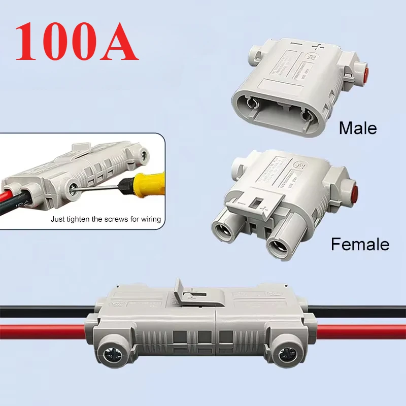 100A Waterproof Male Female Connector for Parking Air Conditioning High Current Truck Anti Detachment Charging Power Head Plug