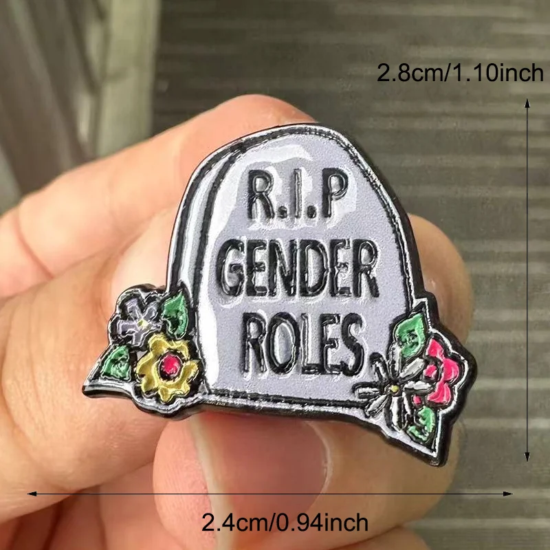 "R.I.P أدوار الجنس" شواهد القبور زهرة الموت بروش فريد غير منتظم الشكل مثالي حقائب الظهر معاطف الجينز