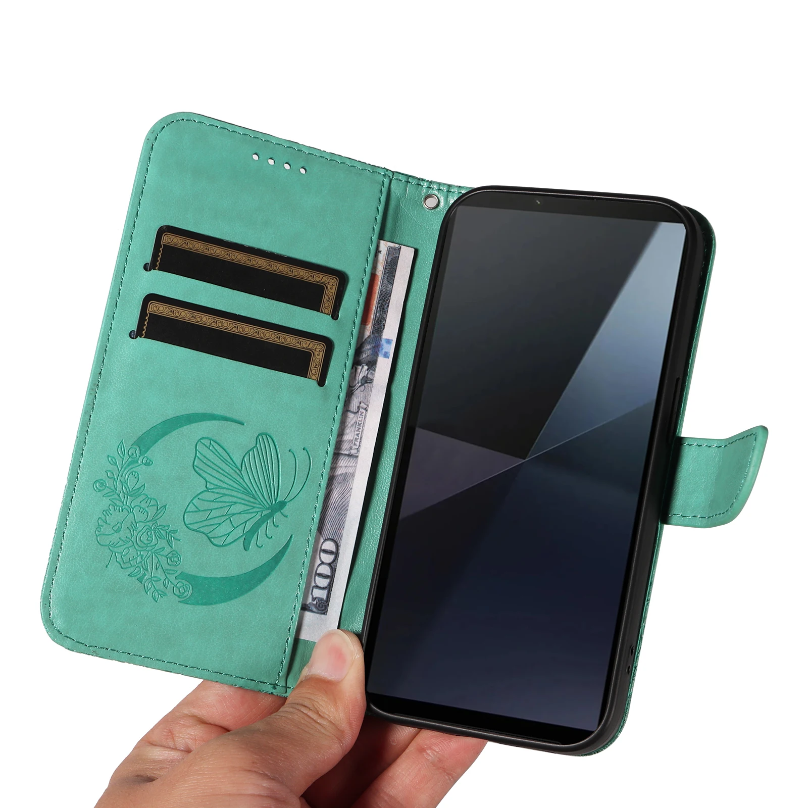 Luxury Leather Wrist Strap Case For Sony Xperia 10 VI Butterfly Pattern Flip Cover For Xperia 5 V 1 IV Xperia10VI  Xperia1V Capa image 4