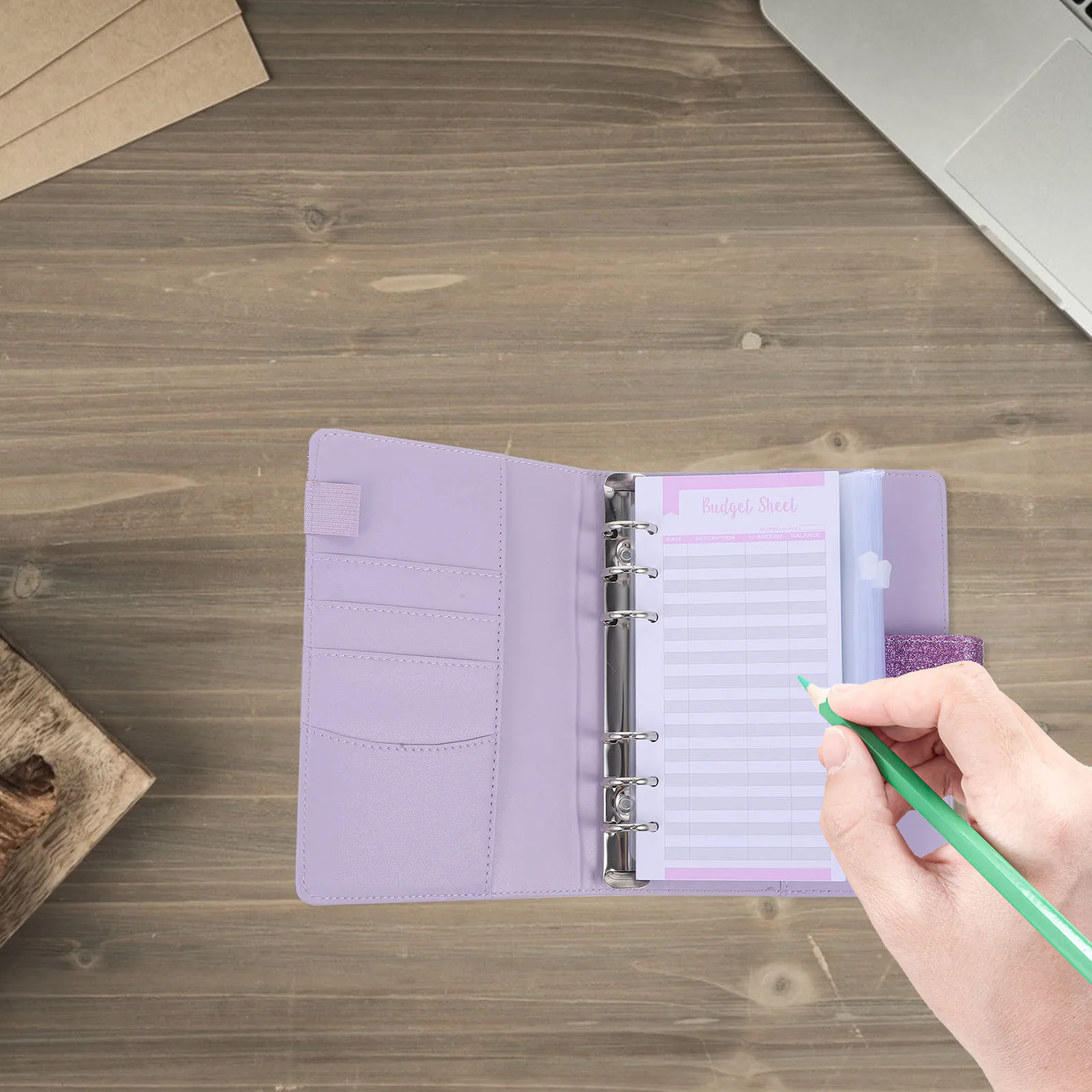 1 set 1 Set Budget Binder Money Organizer Cash Bills Planner Notebook Cover With Zipper Envelopes For Cash Coins Checks Id Cards