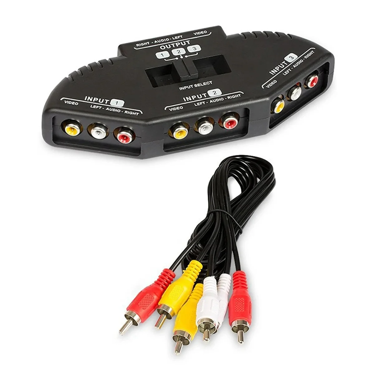 3-Wege Audio Video AV Switch Selector Box Splitter Switch W/Kabel für TV X-Box DVD Player Geräte Switch