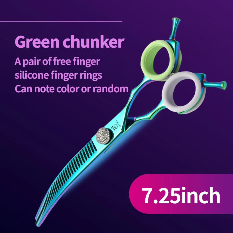 Fenice Professionele JP440c 7 inch Hoge kwaliteit hond Grooming Schaar Gebogen dunner Schaar Chunker Dunner Schaar - afbeelding 1