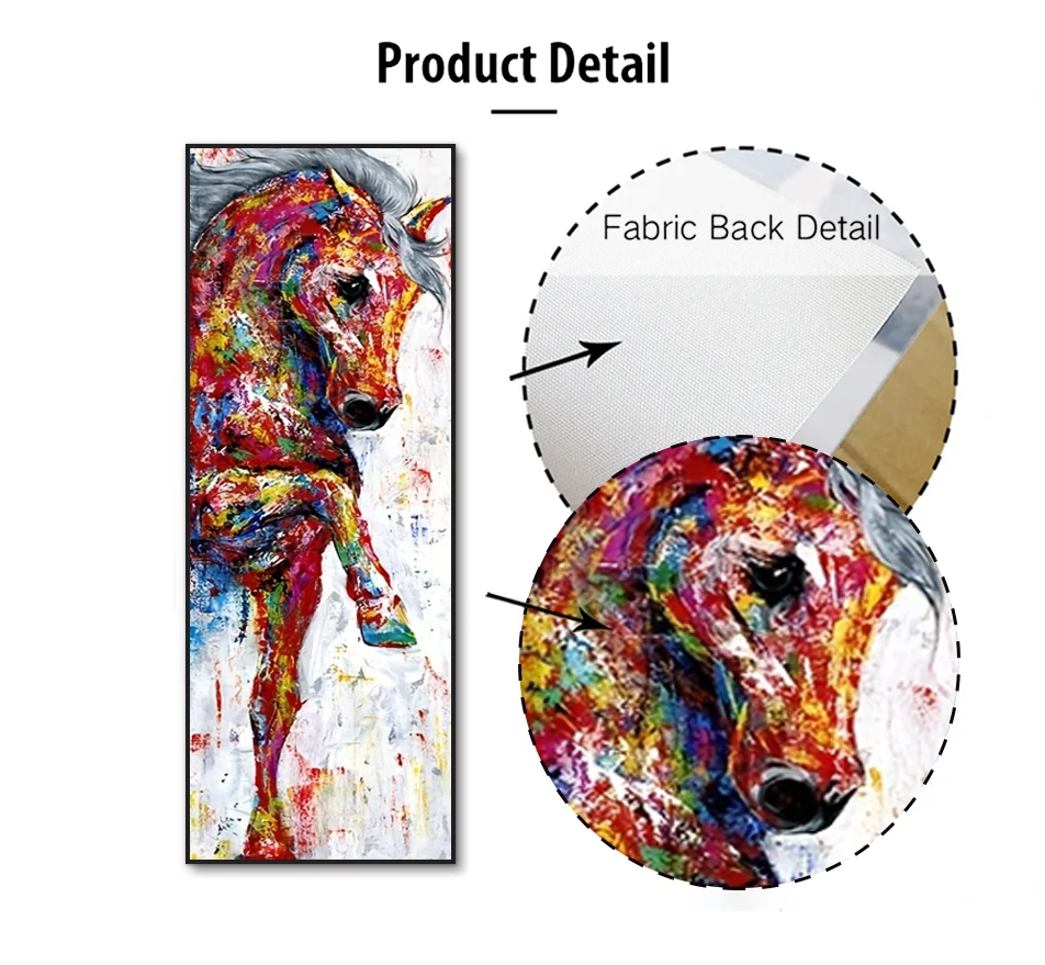 Modern Vintage Animal Wall Art Colour Abstract Horse HD Canvas Print Poster Home Living Room Bedroom Decorative Painting