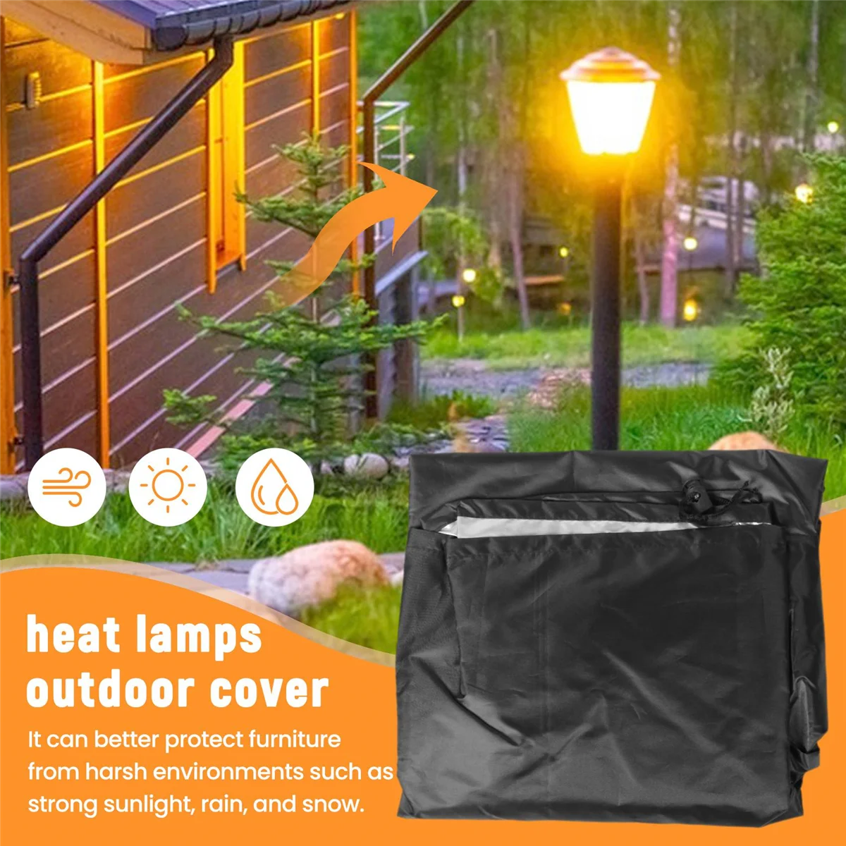A88M Patio Heater Covers Waterproof Outdoor Heater Cover 210D Oxford Waterproof, Windproof, Protection Around 50X50X120 cm