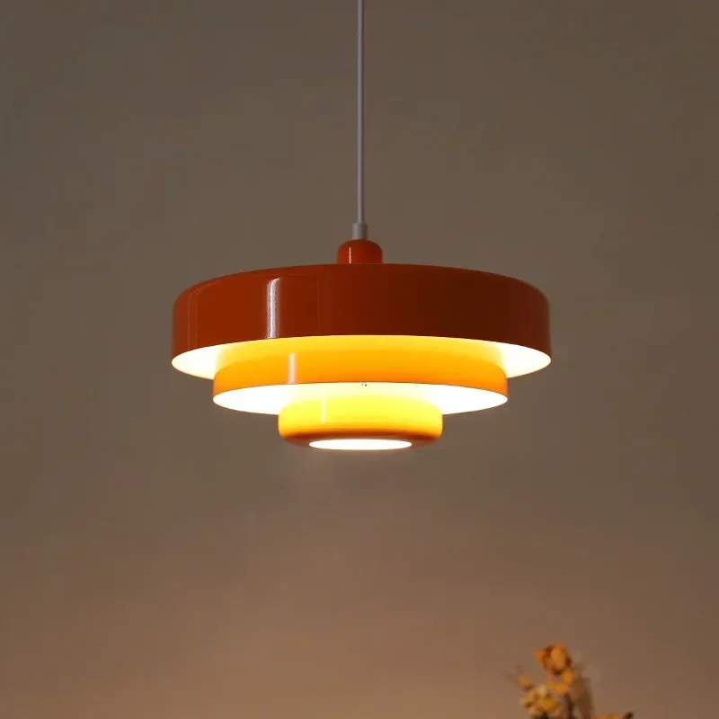 LED Retro Orange Pendant Lamp Dining Room Restaurant Home Decor LED Ceiling Chandelier Lighting for Cafe Bar Hanging Lights