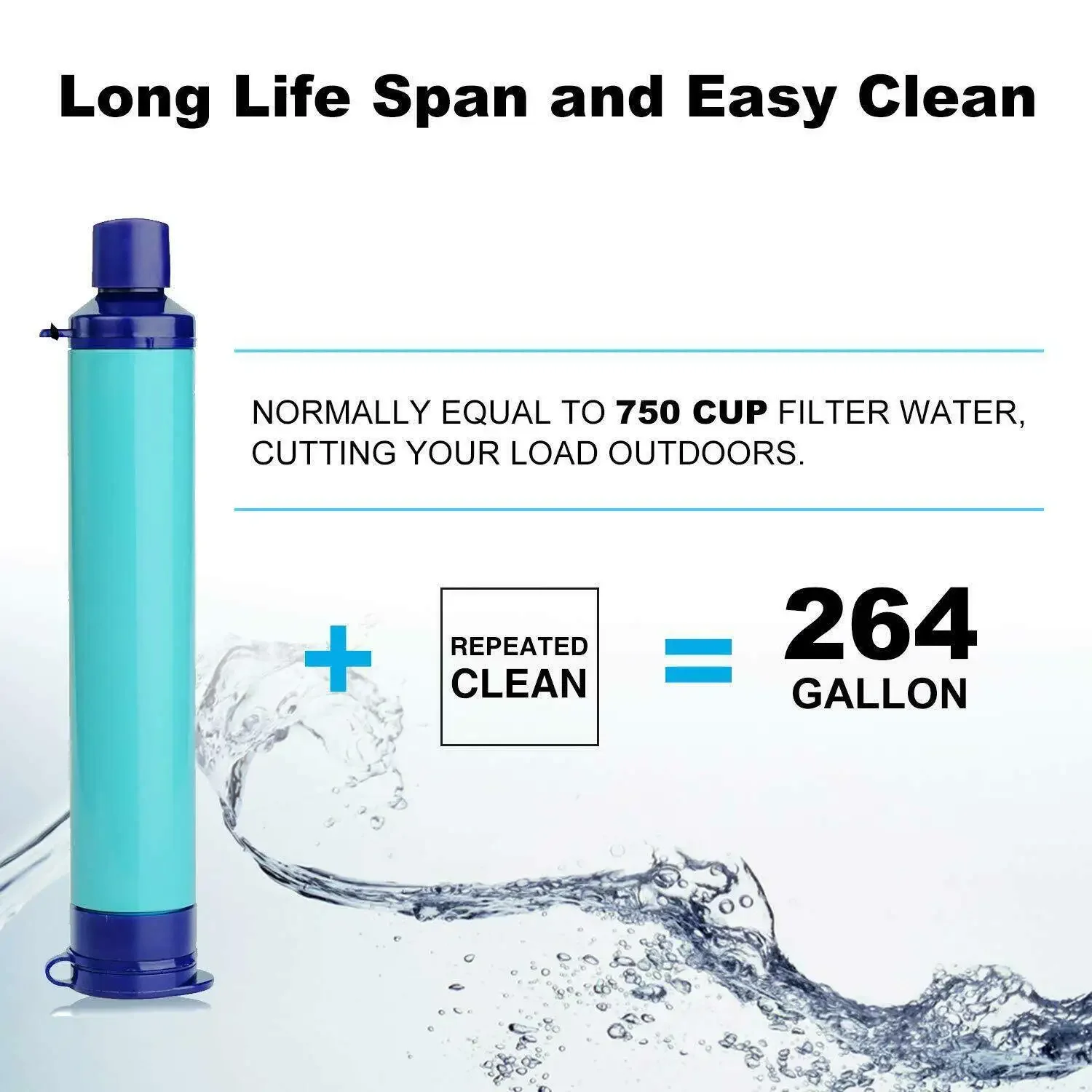 Outdoor Portable Purifier Water Filter Suitable for Streams, Lakes Outdoors Camping Water Purifier Camping Hiking Emergency Life