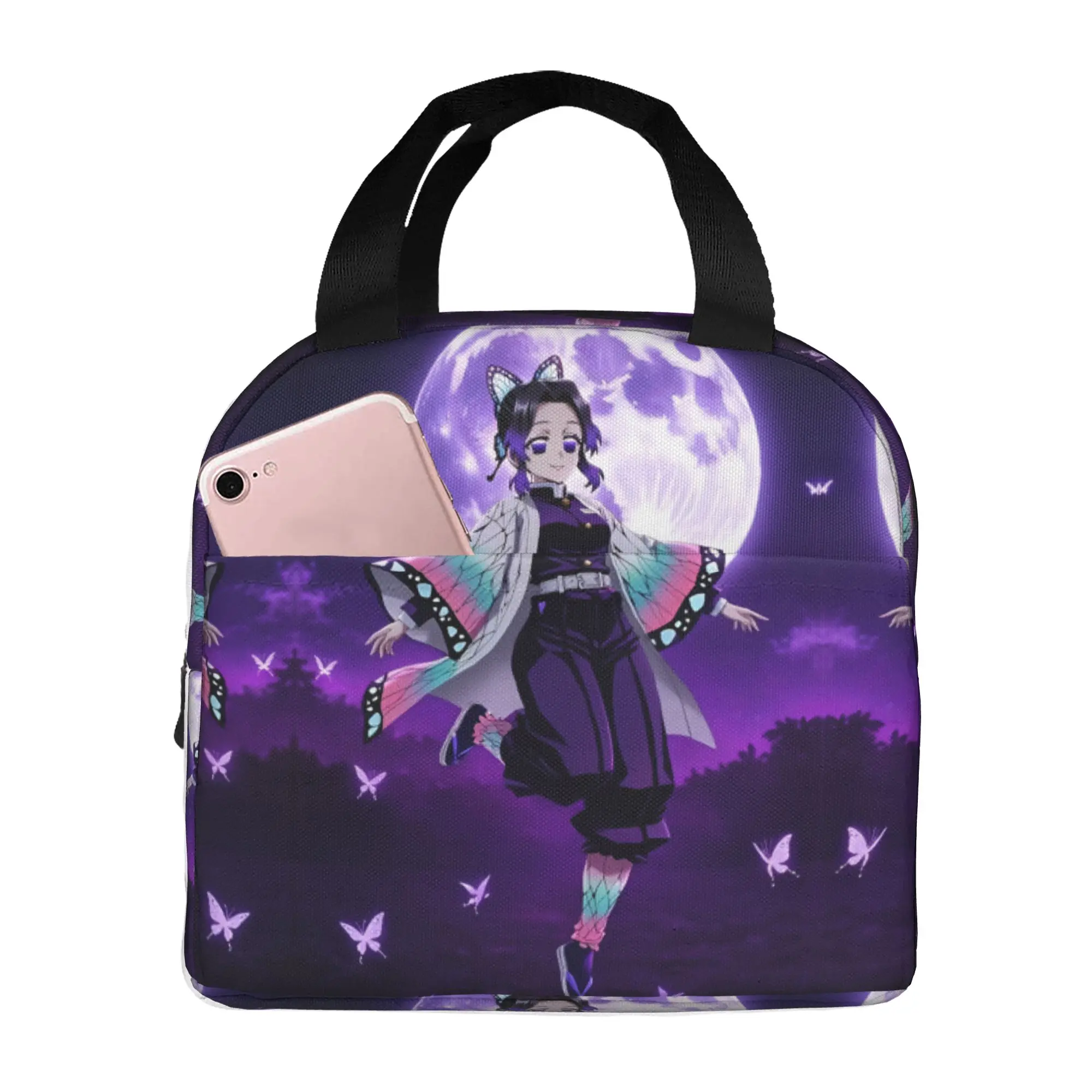 Custom Demon Slayers Thermal Insulated Lunch Bag Kichijoji Shinobu Portable Lunch Tote Work School Travel Multifunction Food Box