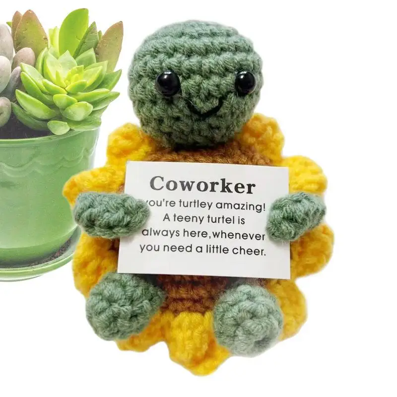 

Забавная вязаная крючком черепаха, позитивная поддержка, вязаная крючком черепаха, плюшевые животные, мягкие мотивационные вещи, игрушки для мальчиков, друзей, день рождения