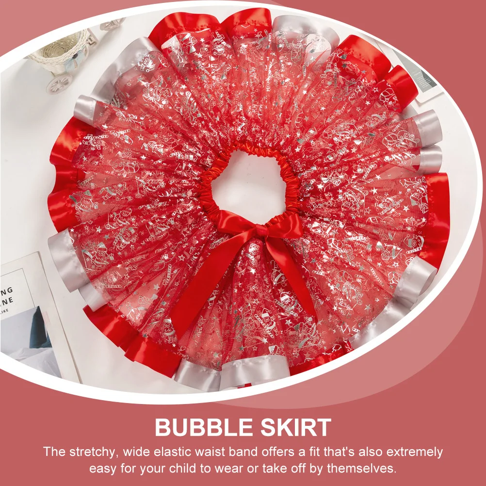 

1Set Children Bubble Skirt Premium Material Stretch Waist Christmas Party Decorative Tulle Tutu Skirt Girls Bubble Skirts