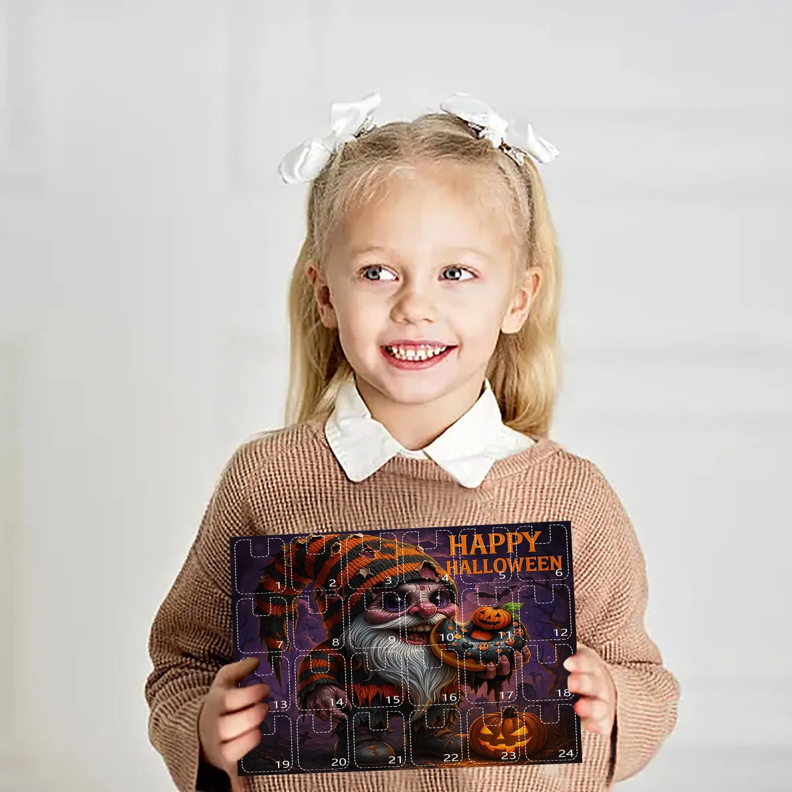 Horario visual para niños con calendario de llegada enano de Halloween Cuenta regresiva de Halloween de 24 días Un juguete 2D Regalo del reloj temporizador del juego