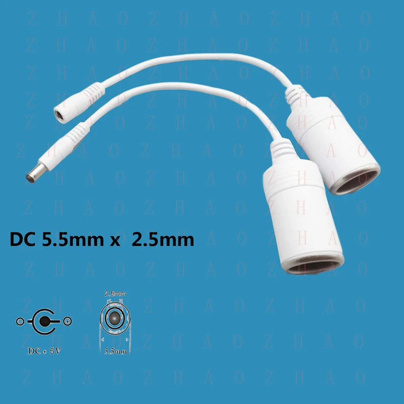 L+ for Car Cigarette Lighter Socket to DC Female/Male 5.5mm x 2.5mm Power Charger Cable 4pcs