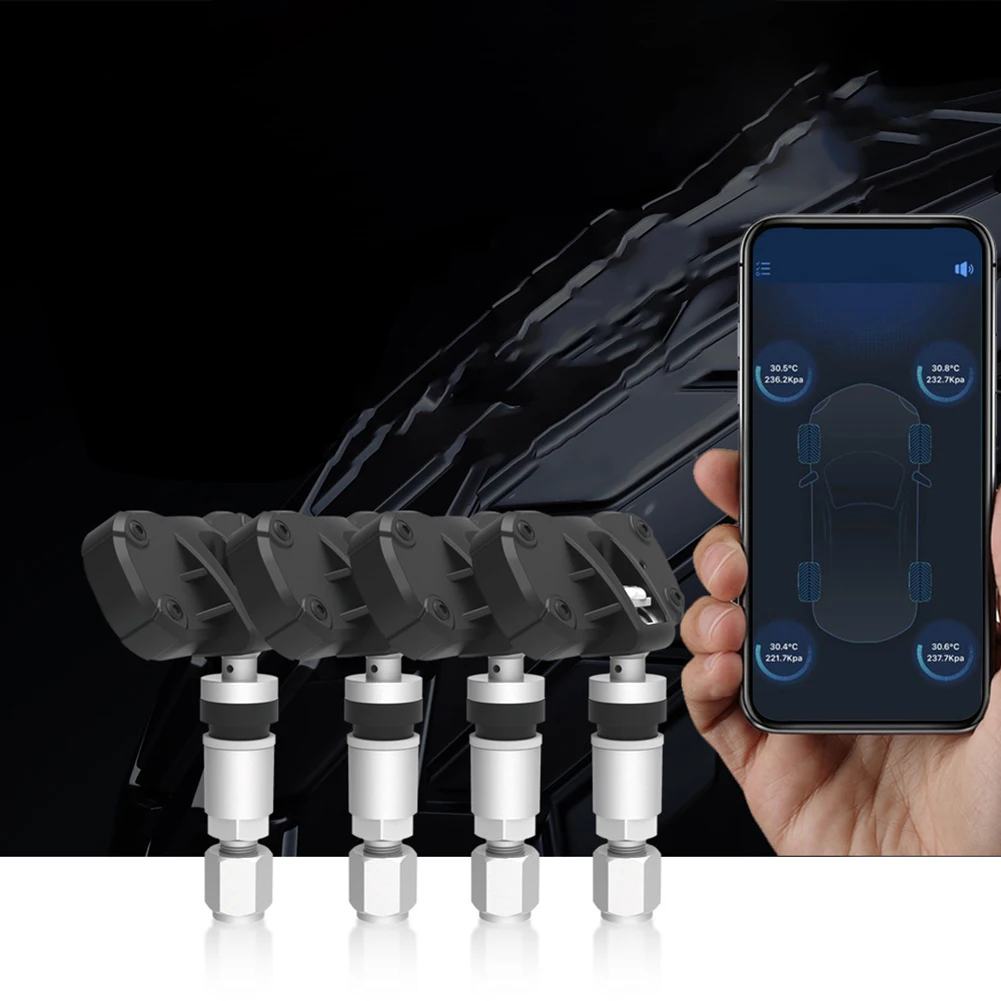 4 قطع من أجهزة استشعار ضغط الإطارات لمراقبة دقيقة وكشف التسرب وتنبيهات درجة الحرارة العالية المتوافقة مع 5 0