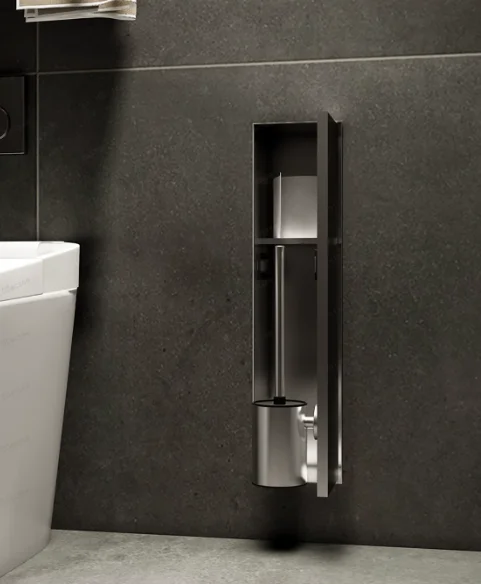 Stainless Steel Niche Toilet Embedded Toilet Brush 304 Tissue Box Niche Layered Shelf
