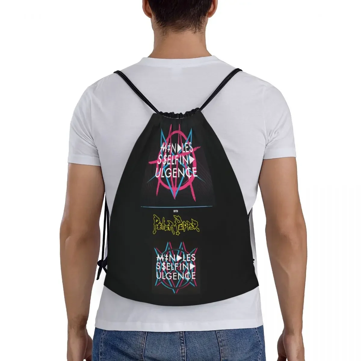 Custom Mindless Hip Hop Punk Rock Self Indulgence Drawstring Bag for Training Yoga Backpacks Electro Sports Gym Sackpack