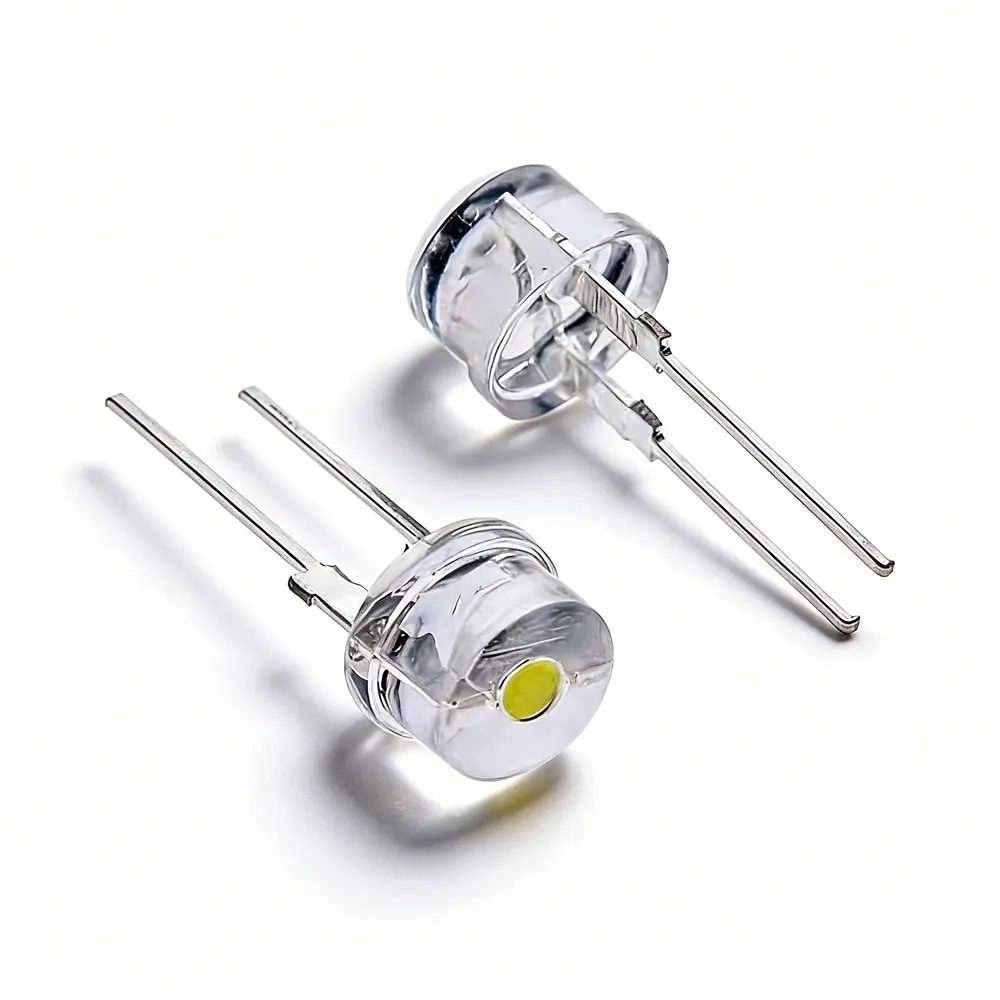 20-500 Stück LED 8mm Strohhut-Lampenperlen, weißes Kaltlicht, 0,5W 0,75W, große Chips, F8MM Hochleistungs-Strohhut-Leuchtdiode
