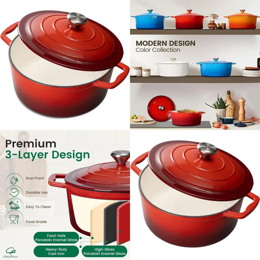 

Dutch Oven Pot with Lid 5QT, Enameled Cast Iron Dutch Oven for Bread Baking, Braising, Stews, Roasting, Oven Safe Dutch Ovens, G