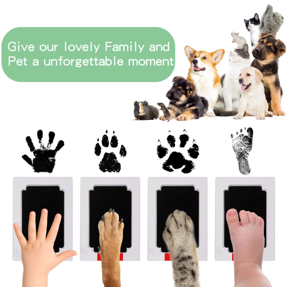 2er-Set Ungiftige Berührungslose Hautfarben-Stempelkissen-Sets für Baby-Handabdrücke und Fußabdrücke, Sichere Stempelkissen für Haustiere, Katzen- und Hundepfoten-Abdrücke, Souvenirs und Geschenke