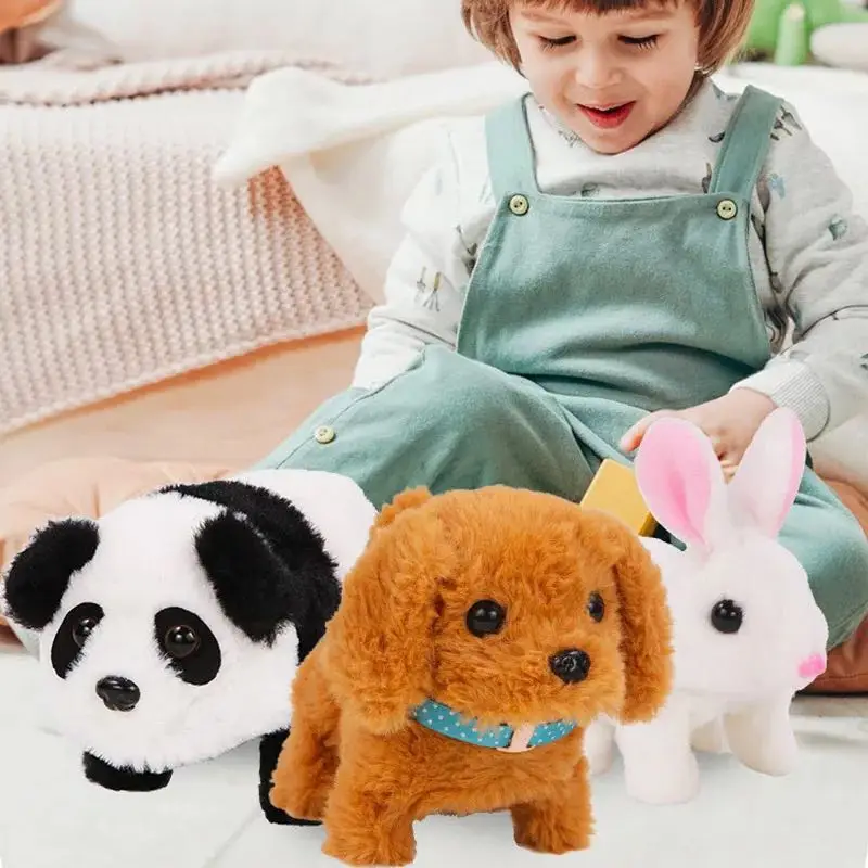 Baby Toy Dogs That Walks and Barks Tail Wagging Plush Interactive Electronic Pets Puppy Montessori Toys for Girls Toddlers Kids