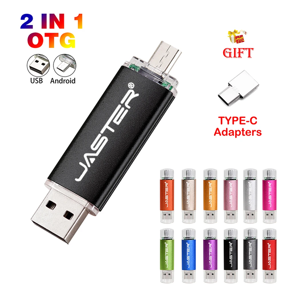 

JASTER USB OTG 2 в 1 USB-флешка 128 ГБ бизнес-подарок Memory Stick 64 ГБ Бесплатные адаптеры TYPE-C Pen Drive 32 ГБ цветной U-диск