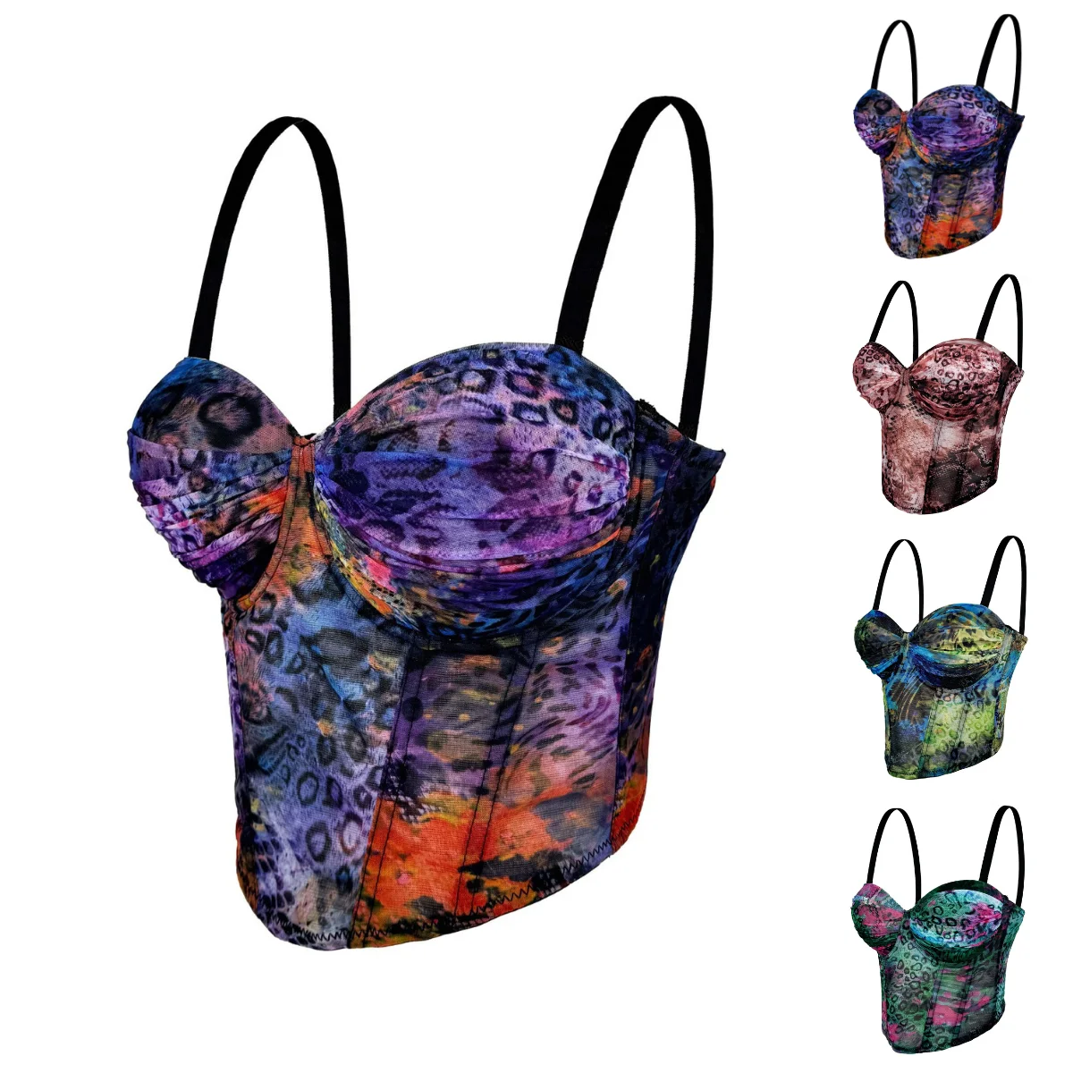 Printed Boned Tops Built In Bra Y2k Clothes Sexy Sleeveless Crop Top Streetwear Cami Bodyshaper Tube Top Summer Fashion Lingerie