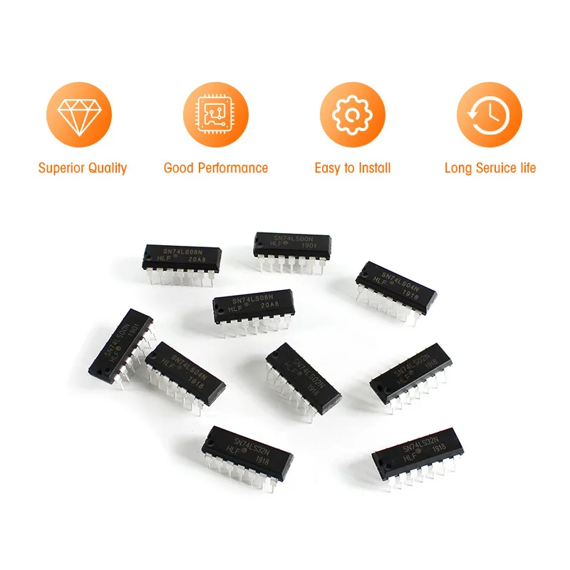 50PCS/Lot 74LS00 74LS02 74LS04 74LS08 74LS32 DIP-14 IC Chip 5valuex10pcs=50pcs Electronic Components Kit