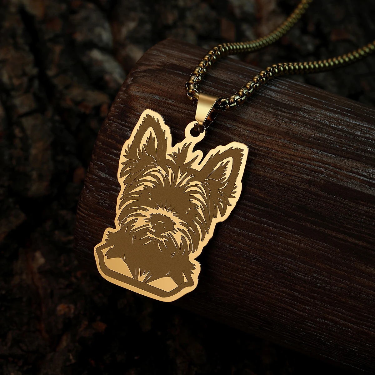 QIMING Funny Yorkshire Terrier Dog Pendant Necklace For Women Cartoon Jewelry Cute Animal Stainless Steel Necklace 