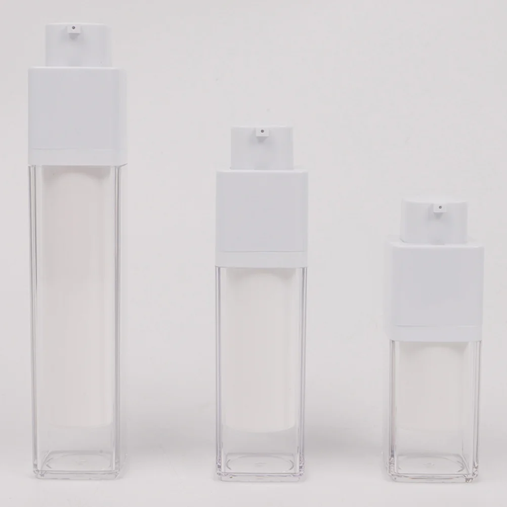 

3 Pcs Square Rotating Vacuum Bottle Press Pump Bottles Cream Temporary Container Airless Lotion Plastic Practical