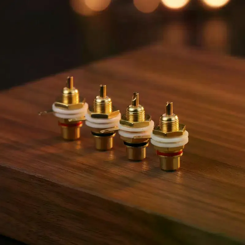 4Pcs  Female Socket Lotus Connector Chassis Panel Mount Adapter Audio Terminal Plug 3.5mm AV Plug Gold Plated