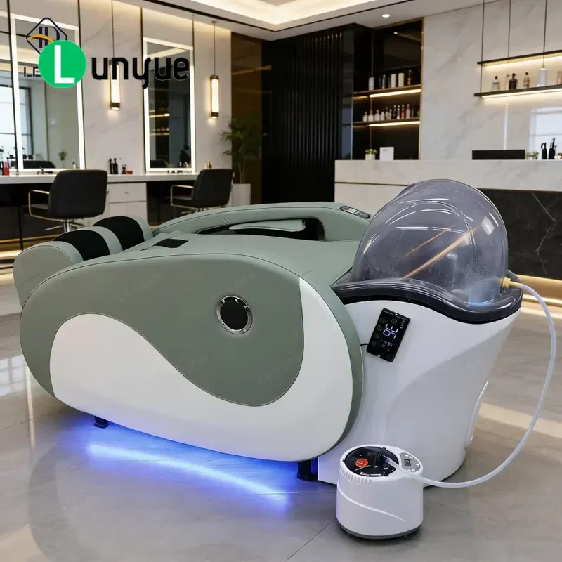 Electric Shampoo Chair for Barber Shop with Water Circulation Full Body Massage Head Spa Bed Furniture